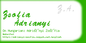 zsofia adrianyi business card